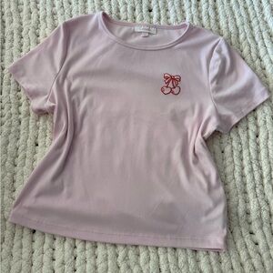 Colsie Light Pink Tee with Embroidery